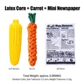 Dog chew toy set including vinyl corn, knitted carrot, and crinkle paper newspaper toy - Vinyl Corn + Carrot + Small Newspaper / Three-Piece Set
