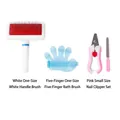 Professionelles Haustier-Fellpflege-Set mit Zupfbürste, Badebürste und Nagelknipser - Zupfbürste mit Weißem Griff + Badebürste + Nagelknipser-Set (3-teiliges Set) / Rosa Blau Weiß Marmor