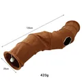 120cm brown suede S-shaped foldable cat tunnel toy with hanging ball - Brown