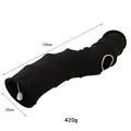 Black collapsible S-shaped cat tunnel toy in suede finish, length 120cm, diameter 25cm - Black