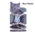 Adjustable light blue H-shaped cat harness and leash set with plush rabbit detail - Small (Under 3kg) / Blue