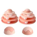 Vierlagiges interaktives Katzendrehscheiben-Spielzeug in Rosa und Pfirsich - 4 Stufen / OPP-Beutel / Eisorange