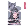Adjustable pink cat harness and leash set with cute plush rabbit decoration - Small (Under 3kg) / Pink