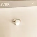 Minimalistischer versilberter ovaler Siegelring mit verstellbarem offenem Band - Minimalistischer Ovaler Glatter Stil (2)
