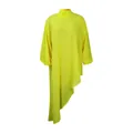 Detailed view of bright yellow chiffon dress with a stylish asymmetrical flowing hemline - S / Dresses / Yellow