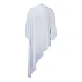 Elegant white asymmetrical chiffon dress featuring a high neck and loose-fit design - S / Dresses / White