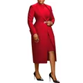 Elegantes rotes zweiteiliges Set mit tailliertem Blazer und passendem Kleid für Damen - Rot