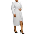 Elegantes weißes Kostüm mit tailliertem Blazer und Midirock, zweiteiliges Set Suit - S / Oberteil Und Unterteil / Weiß