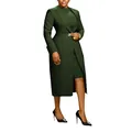 Eleganter dunkelgrüner Zweiteiler mit Reversweste und passendem Kleid für stilvolle Damen - Grün