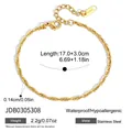 Vista detallada de la pulsera de acero inoxidable dorado con medidas y peso técnico - Cadena de Torsión (JDB0305308) / Dorado