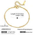 Especificaciones técnicas de la pulsera de cuentas de acero inoxidable dorado con medidas. - Cadena de Cuentas de Serpiente (JDB0305311) / Dorado
