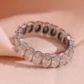 Vintage silver stainless steel ring with elegant oval-cut zircon stones in sku variant view - US 6 / Silver with White Zirconia