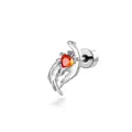 Stylish angel wings cartilage stud earring featuring an orange heart zircon stone - External Thread Steel Post Single (A1689-3#) / Orange