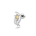 Unique silver angel wing cartilage earring with a sparkling yellow heart zircon gem - External Thread Steel Post Single (A1689-1#) / Yellow