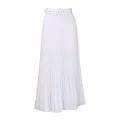 Dettaglio gonna midi a pieghe bianca a vita alta con cintura coordinata. - Taglia S / Pantaloni e gonne / Bianco