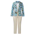 Completo professionale tre pezzi blazer floreale e pantaloni beige su manichino ghost - Taglia S / Top E Pantaloni / Bianco