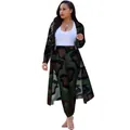 Sexy women's two-piece set with camouflage print cardigan and matching leggings. - Camouflage