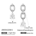 Hypoallergenic waterproof stainless steel teardrop zircon drop earrings for women holiday style - Interlocked Link Teardrop Dangle Style(JDE0312238-S) / 3.12x0.69cm / Silver