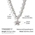 Detailed view of silver star pendant necklace with chain dimensions and material specs. - Silver