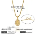 Detalle del collar de acero inoxidable chapado en oro de 18k con colgante ovalado de Virgen - Estilo Relieve Virgen María (JDN0101300)