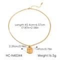 Gold stainless steel necklace featuring irregular spiral pendant with dimension markings - Irregular Spiral Square Style (XZ-N40344)