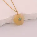 Close-up of a hexagonal yellow natural stone pendant necklace with a blue center gem - Yellow Style (6#) / Topaz