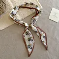 Pañuelo retro de algodón y lino con estampado de caballos y hebilla marrón - Collar-Marrón-Blanco-Caballo