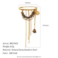 Dettaglio della spilla in acciaio inossidabile placcato oro 18K con pietra naturale - Stile Nappa Pietra Sole (BR15022)