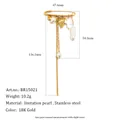 Spilla in acciaio inossidabile placcata oro 18 carati con ciondoli a cuore e croce - Stile Nappa Croce Cuore (BR15021)