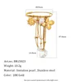 Spilla con nappine a forma di sole e fiore in acciaio inossidabile placcato oro 18K - Stile Nappa Girasole (BR15023)