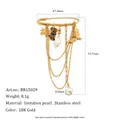 Elegante spilla con nappa in acciaio inossidabile placcato oro 18K con ragno e pipistrello - Stile Nappa Vintage Pipistrello Ragno (BR15029)