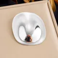 Minimalist smooth irregular oval silver-plated stainless steel brooch for daily outfits - Glossy Irregular Oval Style (JBSW601) / Steel