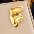 Elegant golden polished stainless steel half-face mask brooch for fashion clothing - Phantom Mask Style (JBSW602)