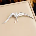 Elegant polished silver bird brooch in flying swallow shape made of stainless steel - Flying Bird Swallow Style (JBSW605)
