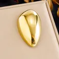 Minimalist gold-plated stainless steel teardrop brooch with smooth polished finish - Glossy Large Teardrop Style (JBSW608)