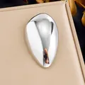 Minimalist polished stainless steel teardrop brooch in silver finish - Glossy Large Teardrop Style (JBSW609)
