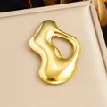 Artistic irregular gold-plated stainless steel brooch with a smooth mirror finish - Irregular Streamlined Style (JBSW610)