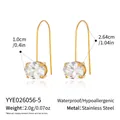 Especificaciones y dimensiones detalladas de pendientes de acero inoxidable con circonita - Estilo Ovalado (YYE026056-5)