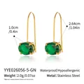 Especificaciones detalladas de tamaño y material de pendientes de circonita verde. - Estilo Ovalado (YYE026056-5-GN)
