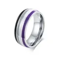 Bague en acier inoxydable aux couleurs du drapeau de la fierté asexuelle, polie - Taille 7 / Rayures Fierté Asexuelle (PR-034S)