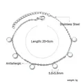 Minimalist silver stainless steel anklet with round white charms, length 20+5cm 3g - Shell Charm Style (AN11770AS) / Silver