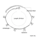 Minimalist silver stainless steel anklet with small cherry charms and 20+5cm length - Cherry Charm Style (AN118001S) / Silver