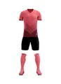 Set completo di maglia da calcio sfumata rosa con pantaloncini neri, calze e scarpe. - 4XS / Top E Pantaloni / Rosa