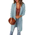 Long gilet en maille bleu clair pour femme avec coupe décontractée - Bleu clair