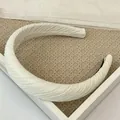 Elegant Korean style white pleated sponge headband for women, stylish hair accessory - Twill Pleated Headband / White