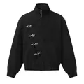 Black loose fit jacket with unique cross metal buckles and asymmetrical zip detail - S / Tops / Black