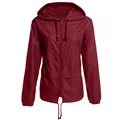 Professional women's lightweight hooded outdoor jacket in elegant wine red finish - Burgundy