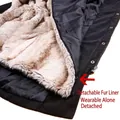 Detail of the detachable faux fur lining with zipper for women's winter coat - M / Top (Detachable Liner) / Black