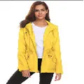 Veste imperméable jaune pour femmes avec taille à cordon et capuche, variante SKU - 3XL / Hauts / Jaune