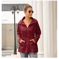 Veste de pluie à capuche bordeaux pour femme avec taille ajustable pour randonnée - 2XL / Hauts / Bordeaux